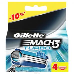 Gillette Mach3 Turbo 4 картриджа в упаковке